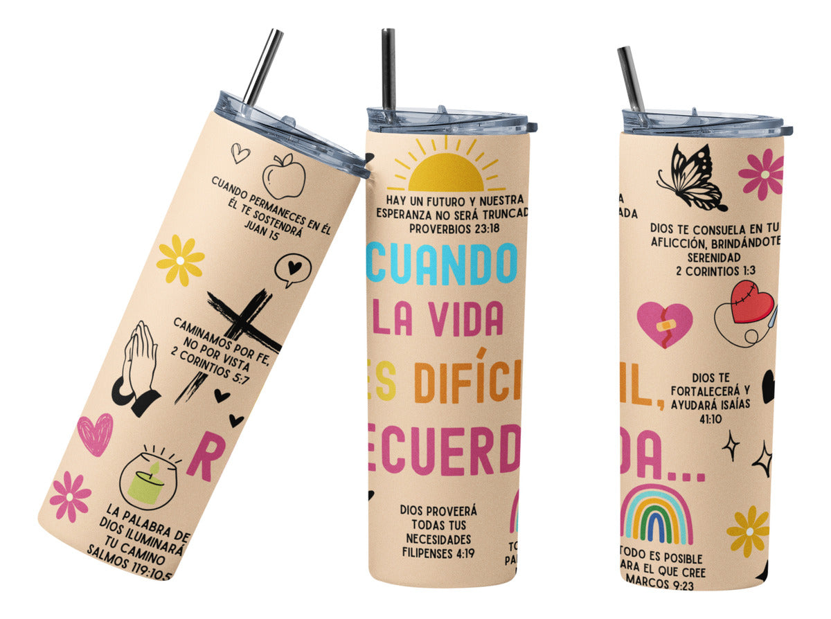 Termo Botella Térmica Cristiano Con Versículos Bíblicos Evan