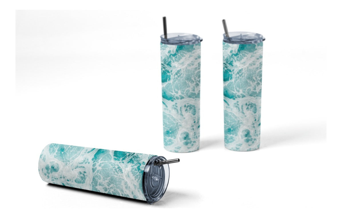 Termo Botella Agua Terminca Acero Inoxidable Diseño Mar Olas