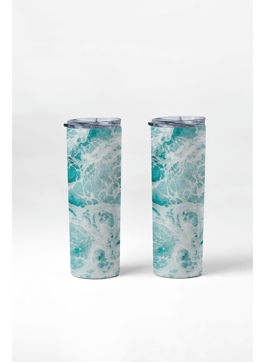 Termo Botella Agua Terminca Acero Inoxidable Diseño Mar Olas