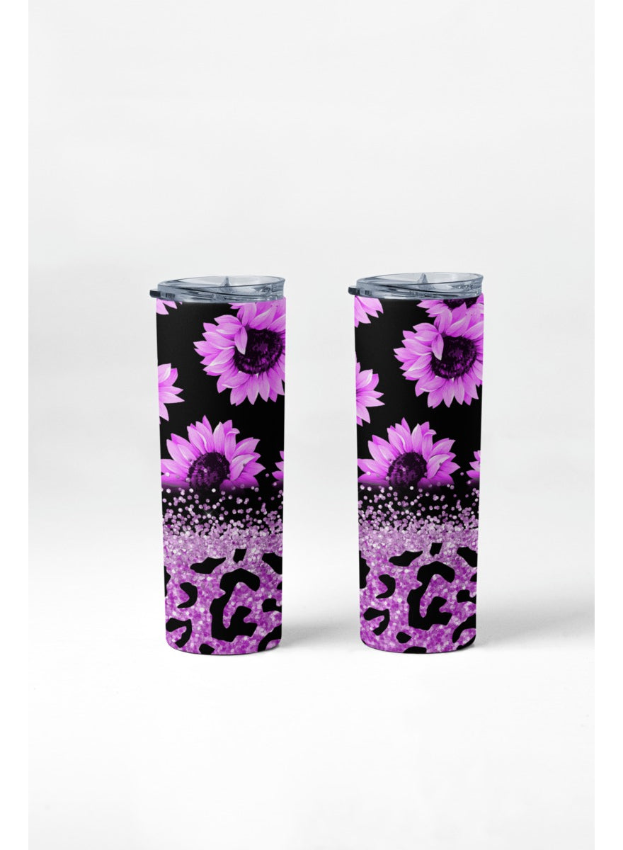 Termo Botella Agua Terminca Acero Inoxidable Flor Morada