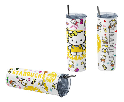 Termo Botella Térmica Tumbler Hello Kitty Coffee Amarillo
