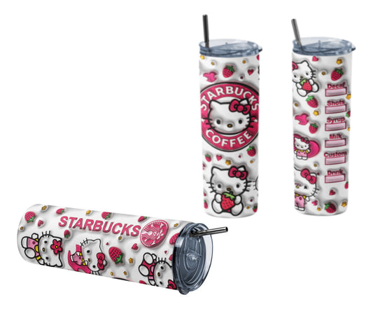 Termo Botella Térmica Tumbler Hello Kitty Coffee Blanco