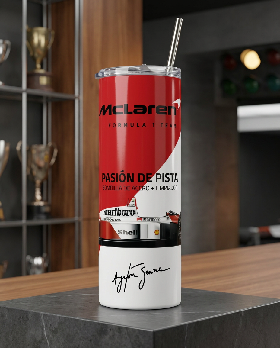 Termo Botella Térmica F1 Auto Ayrton Senna Carrera Formula 1