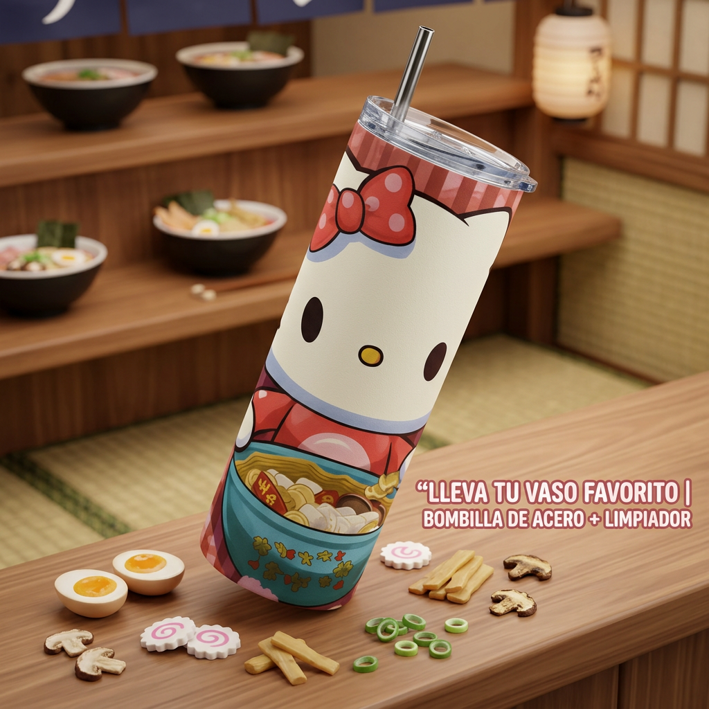 Termo Botella Térmica Tumbler Hello Kitty Comiendo