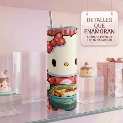 Termo Botella Térmica Tumbler Hello Kitty Comiendo
