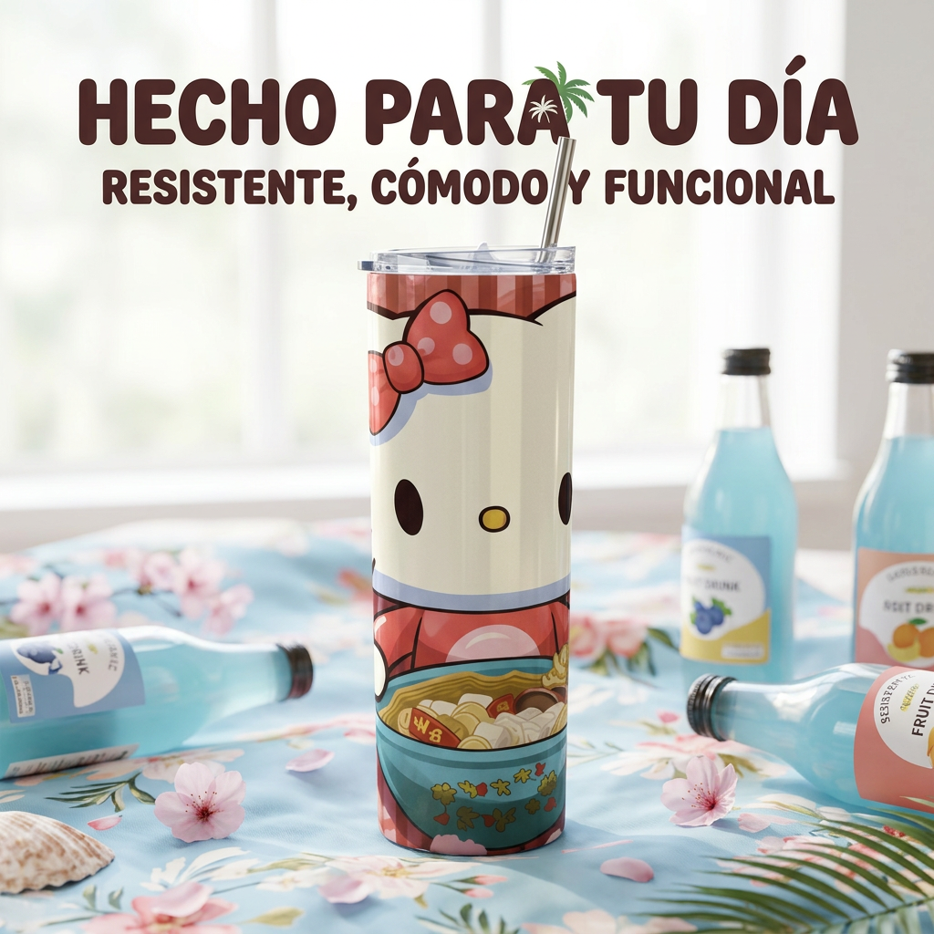 Termo Botella Térmica Tumbler Hello Kitty Comiendo