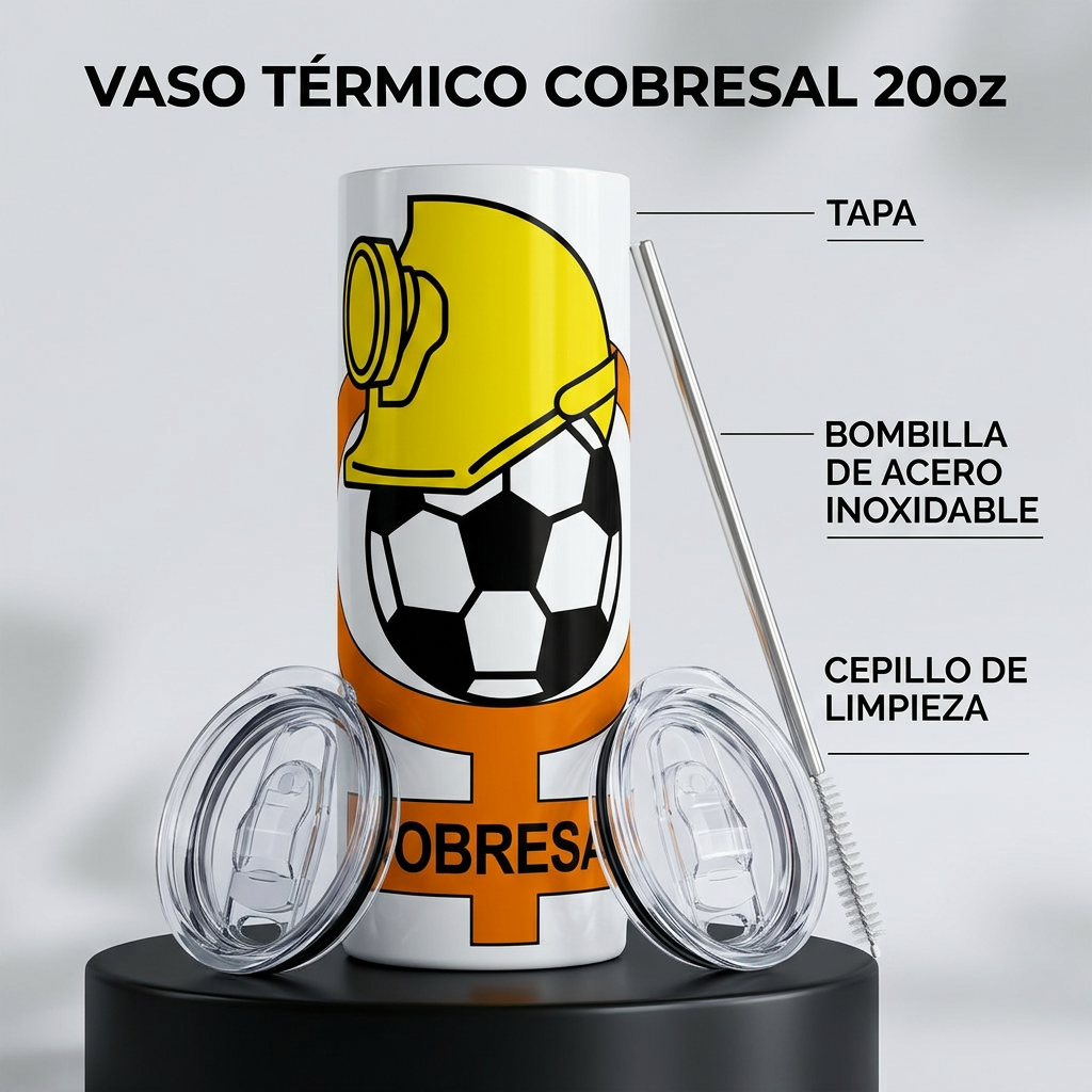 Termo Botella Térmica De Cobresal Los Mineros Albinaranja Futbol