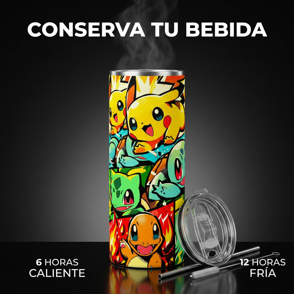 Termo Botella Agua Térmica Acero Inoxidable Pokémon Regalo