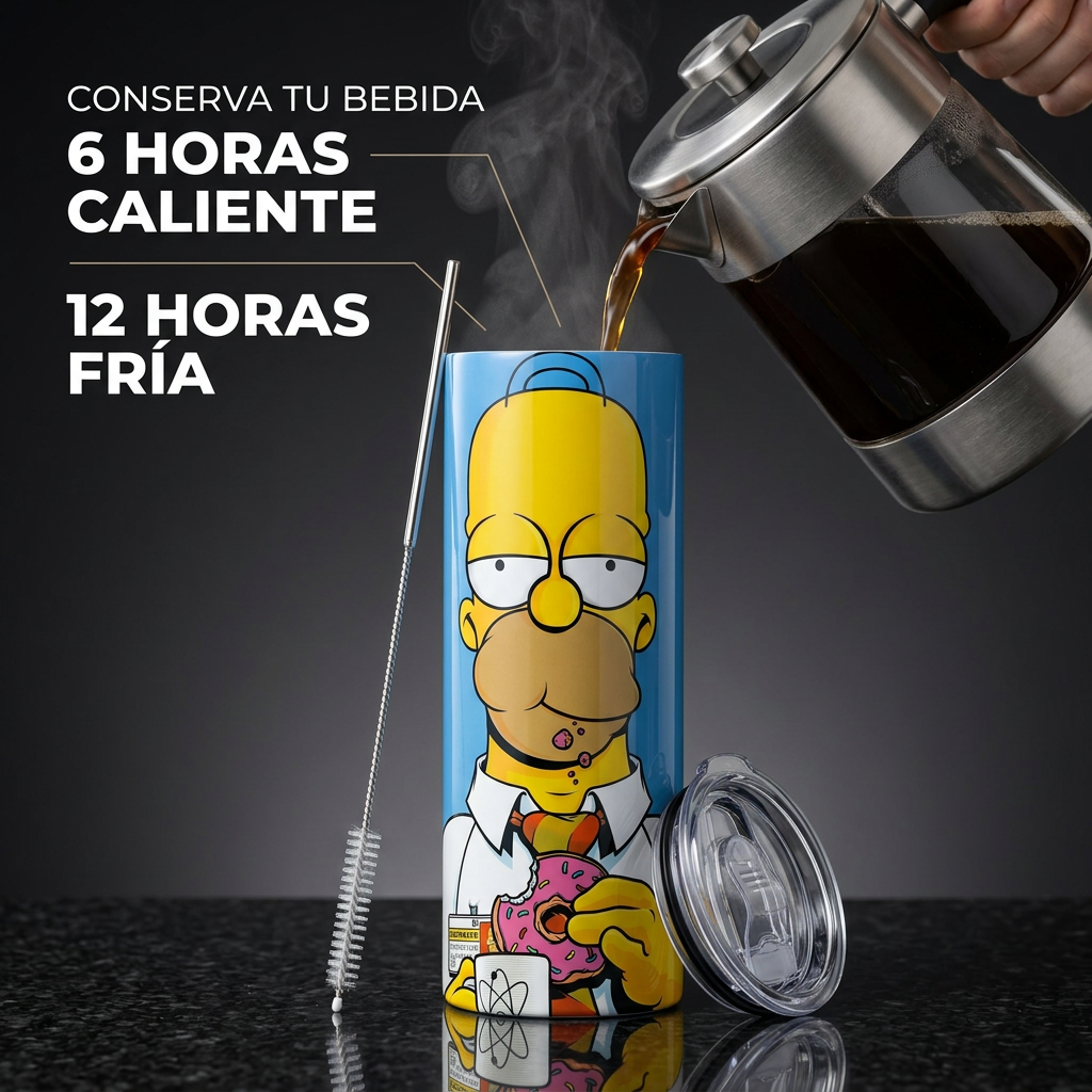 Termo Botella Agua Térmica Acero Inoxidable Homero Los Simpson