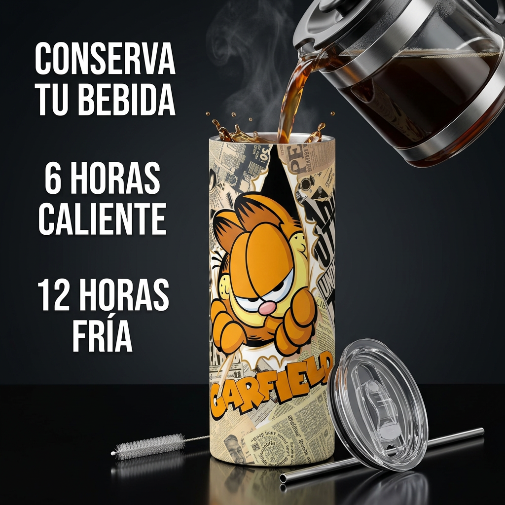 Termos Botella De Agua De Garfield Acero Inoxidable De 600 ML TV