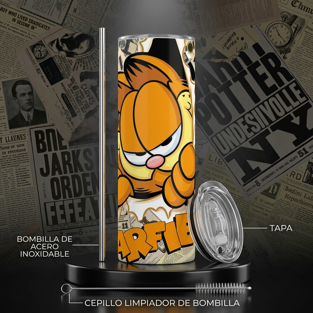 Termos Botella De Agua De Garfield Acero Inoxidable De 600 ML TV