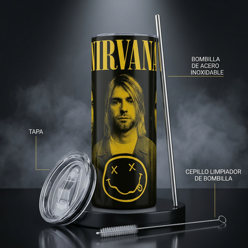 Termos Botella De Agua Nirvana Acero Inoxidable De 600 ML Musica