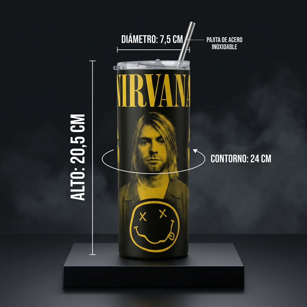 Termos Botella De Agua Nirvana Acero Inoxidable De 600 ML Musica