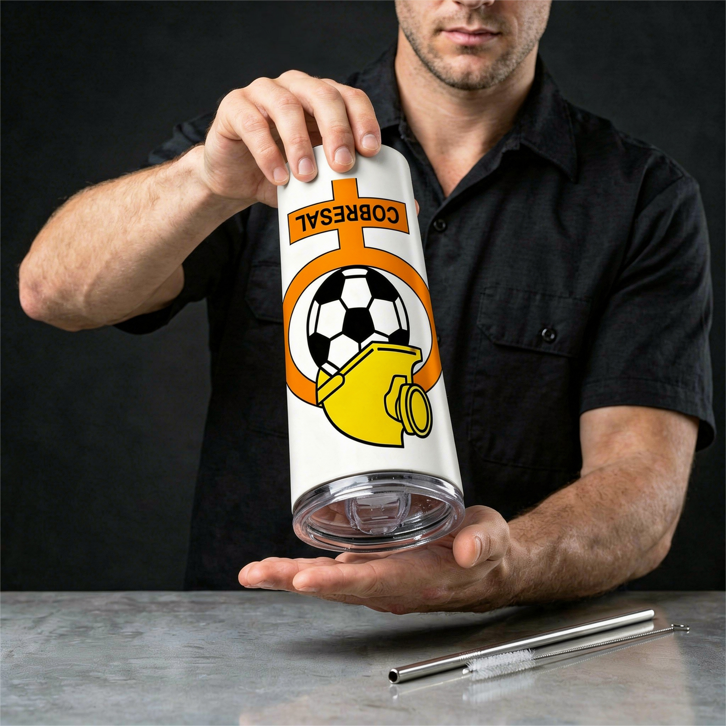 Termo Botella Térmica De Cobresal Los Mineros Albinaranja Futbol