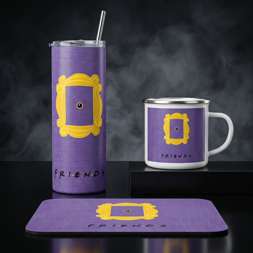 Pack De Friends Serie Termo, Mousepad Y Taza Enlozada Regalo