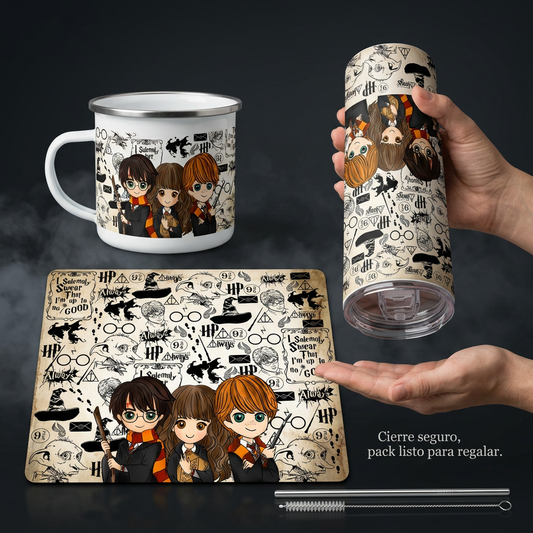 Pack de Regalo Harry Potter: Termo + Mousepad + Taza Enlozada