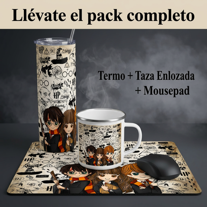 Pack de Regalo Harry Potter: Termo + Mousepad + Taza Enlozada