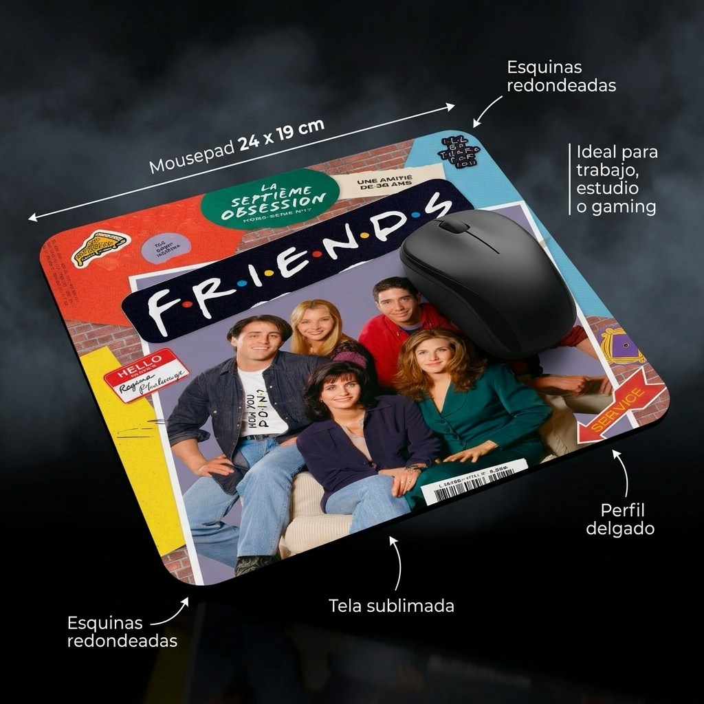 Pack De Friends Serie Termo, Mousepad Y Taza Enlozada Regalo
