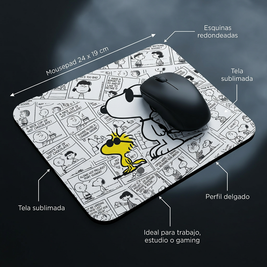 Pack De Snoopy Termo + Mousepad Y Taza Enlozada Regalo