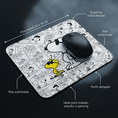 Pack De Snoopy Termo + Mousepad Y Taza Enlozada Regalo