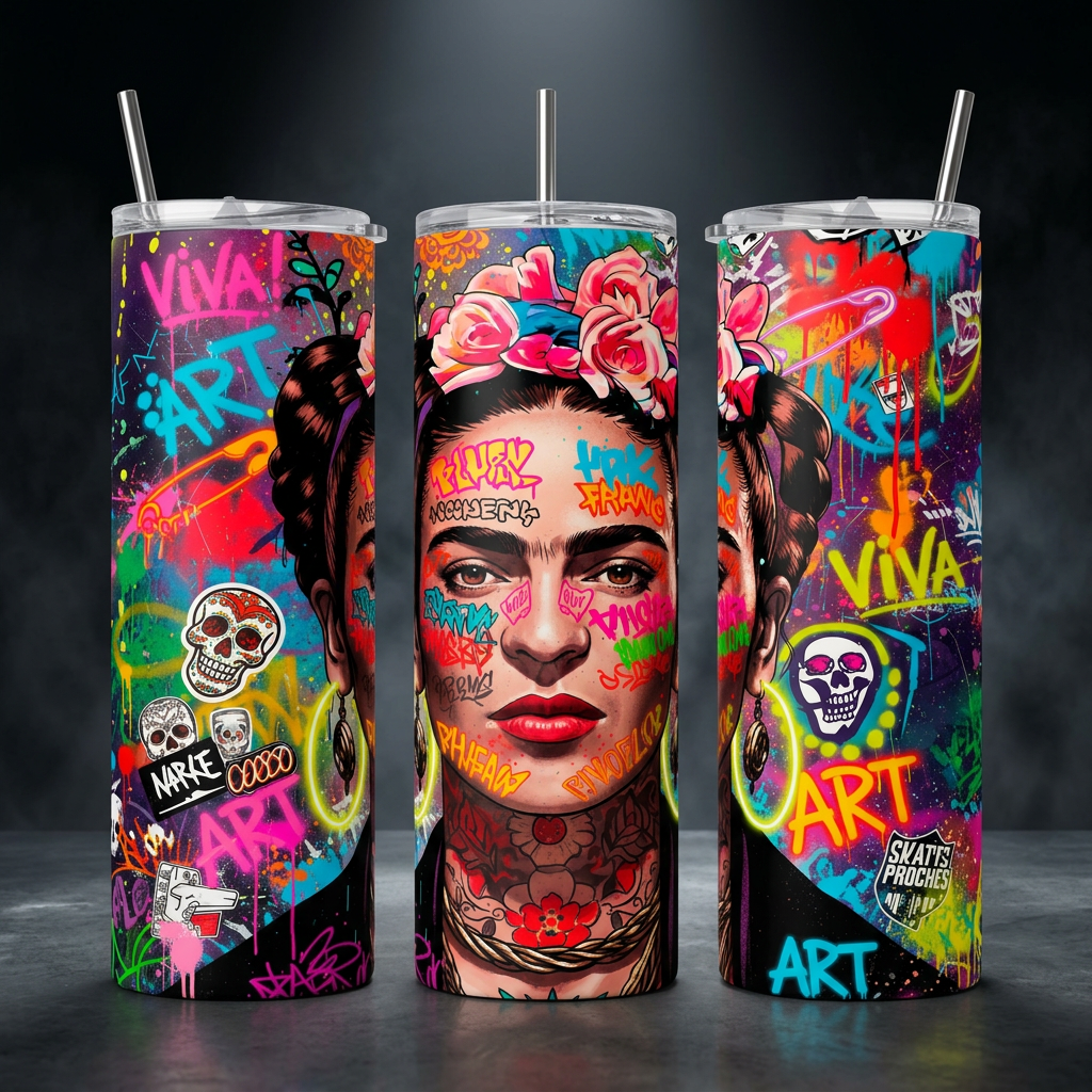 Termo Botella Térmica De Frida Kahlo Mujer Mexicana Pintora De 600 ML