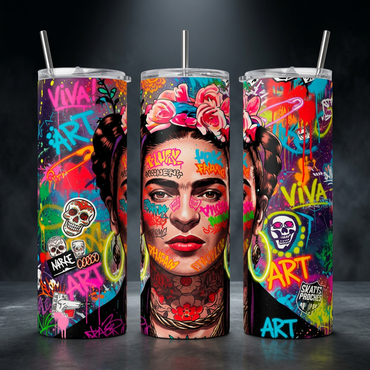 Termo Botella Térmica De Frida Kahlo Mujer Mexicana Pintora De 600 ML