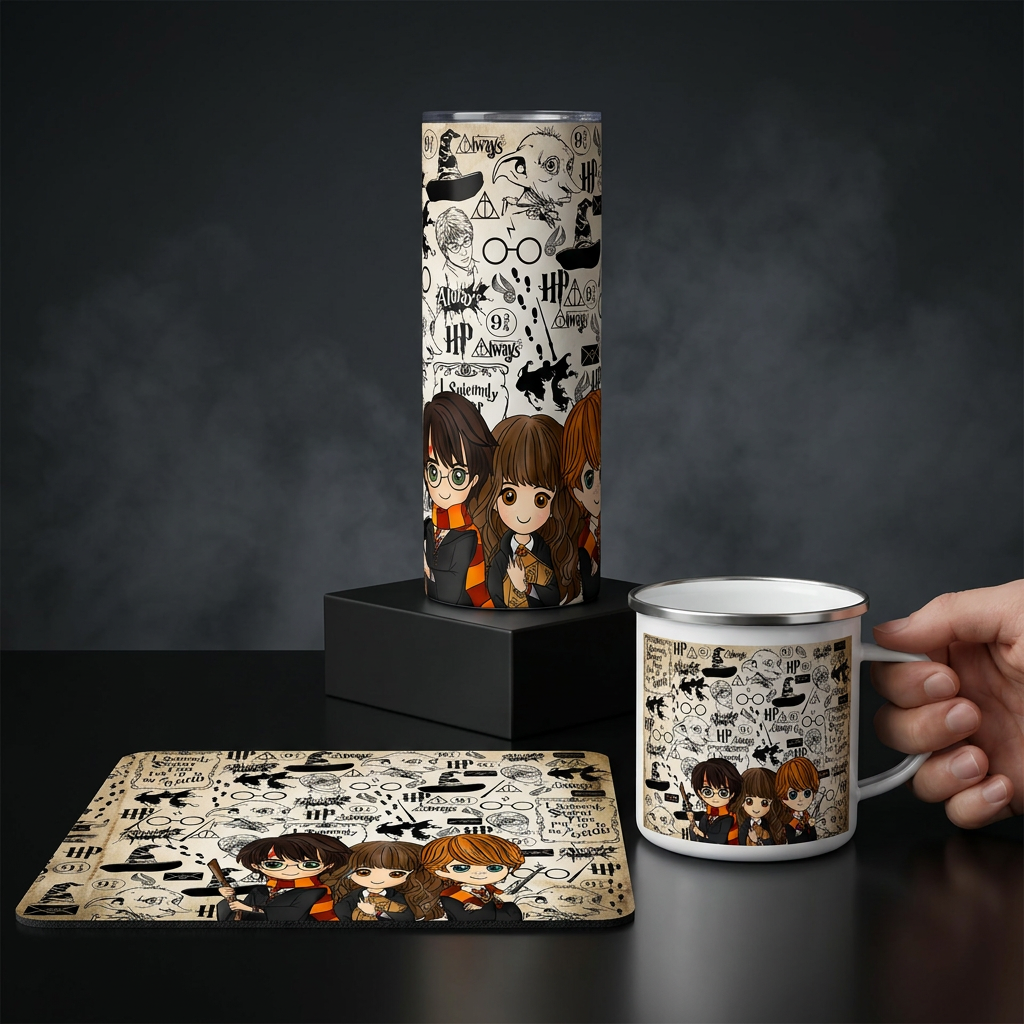 Pack de Regalo Harry Potter: Termo + Mousepad + Taza Enlozada