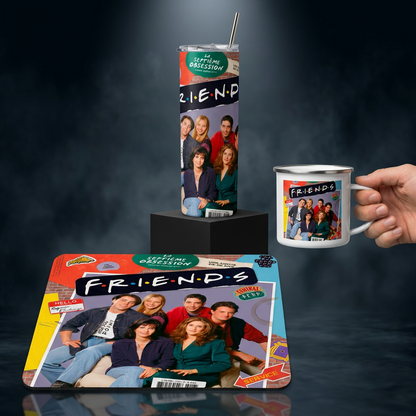 Pack De Friends Serie Termo, Mousepad Y Taza Enlozada Regalo