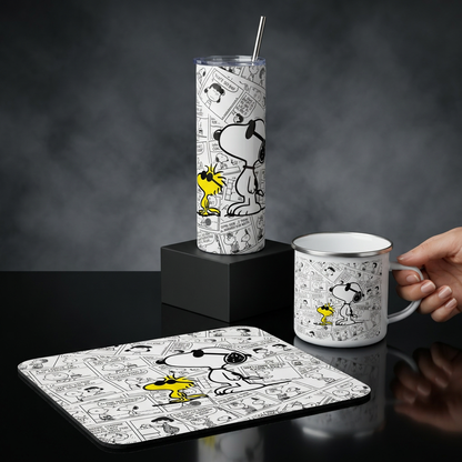 Pack De Snoopy Termo + Mousepad Y Taza Enlozada Regalo
