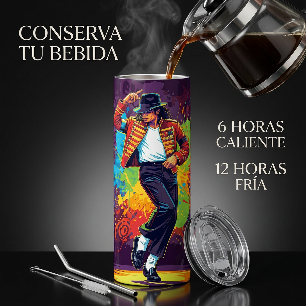Termos Botella De Agua De Michael Jackson De Acero Inoxidable De 600 ML El Rey Del Pop