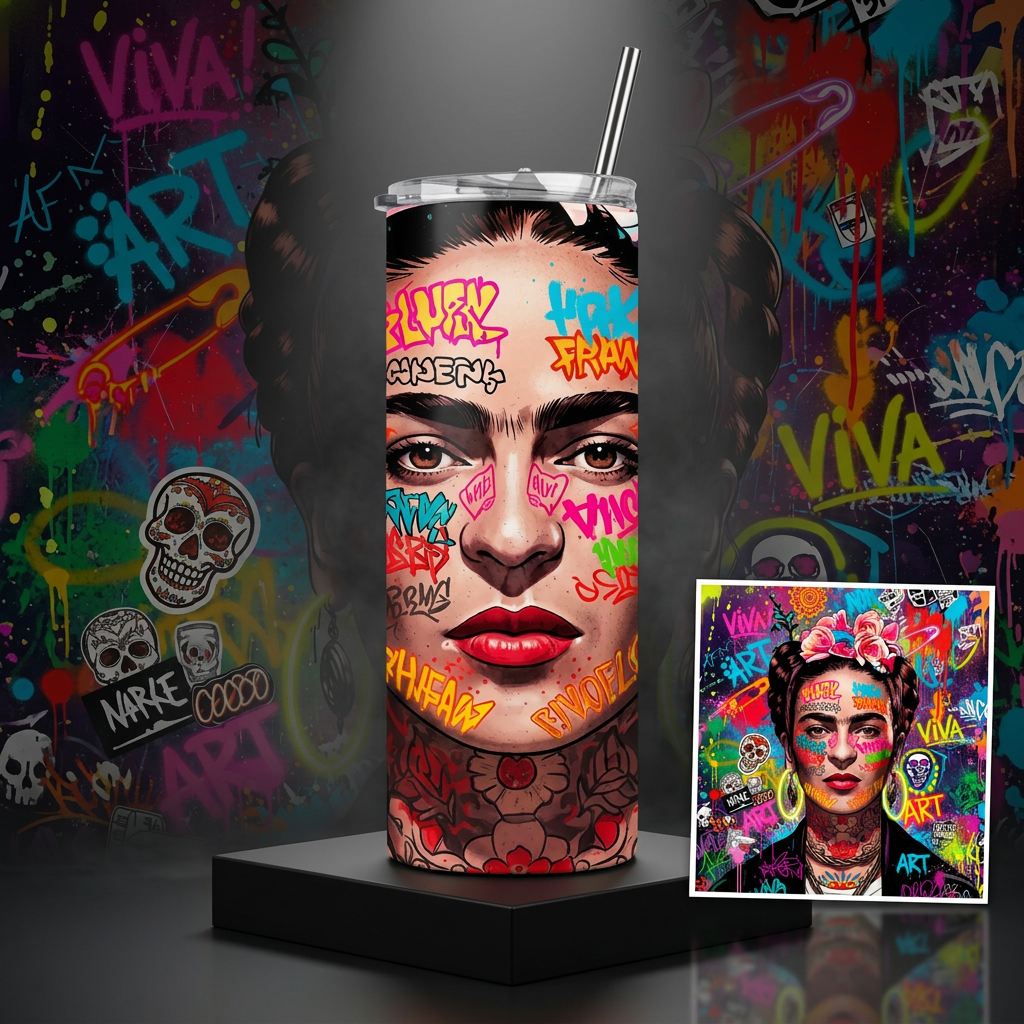 Termo Botella Térmica De Frida Kahlo Mujer Mexicana Pintora De 600 ML