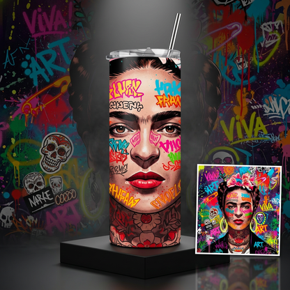 Termo Botella Térmica De Frida Kahlo Mujer Mexicana Pintora De 600 ML