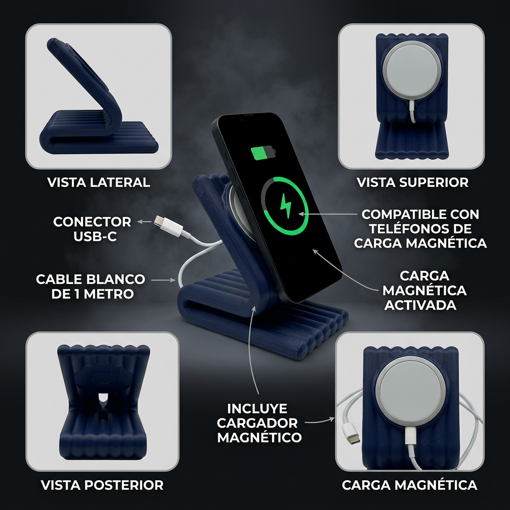 Cargador Magnético Con Soporte De Celular Para El Hogar
