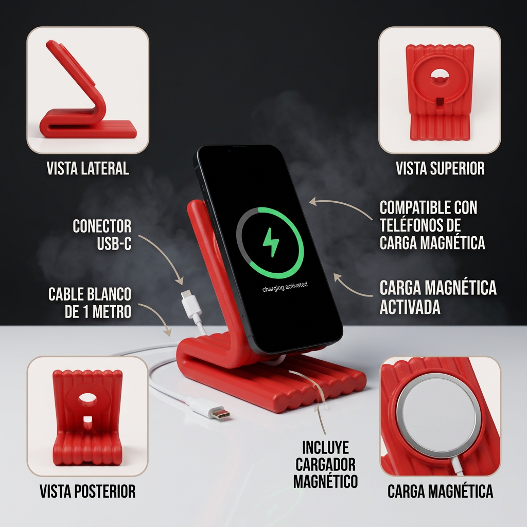 Cargador Magnético Con Soporte De Celular Para El Hogar