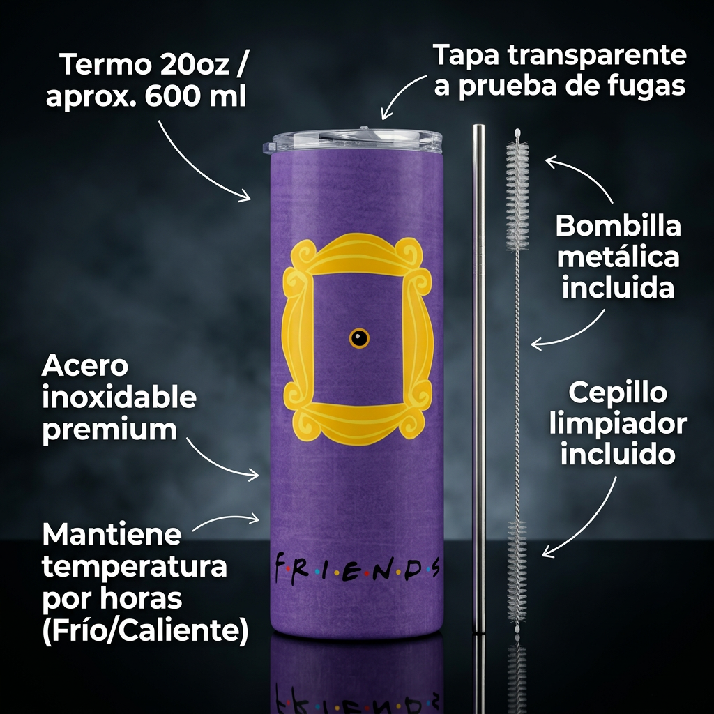 Pack De Friends Serie Termo, Mousepad Y Taza Enlozada Regalo