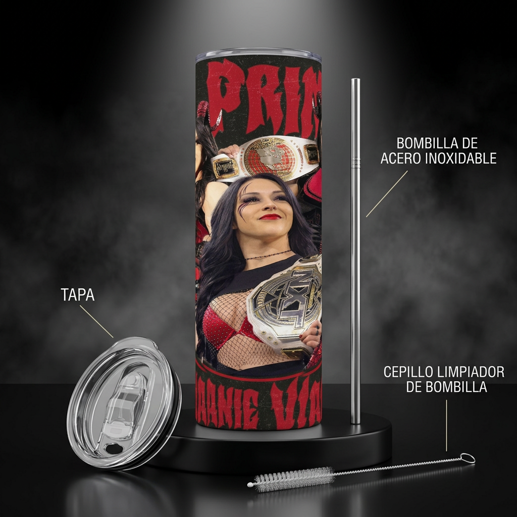 Termos Botella De Agua De Stephanie Vaquer De Acero Inoxidable De 600 ML WWE La Primera