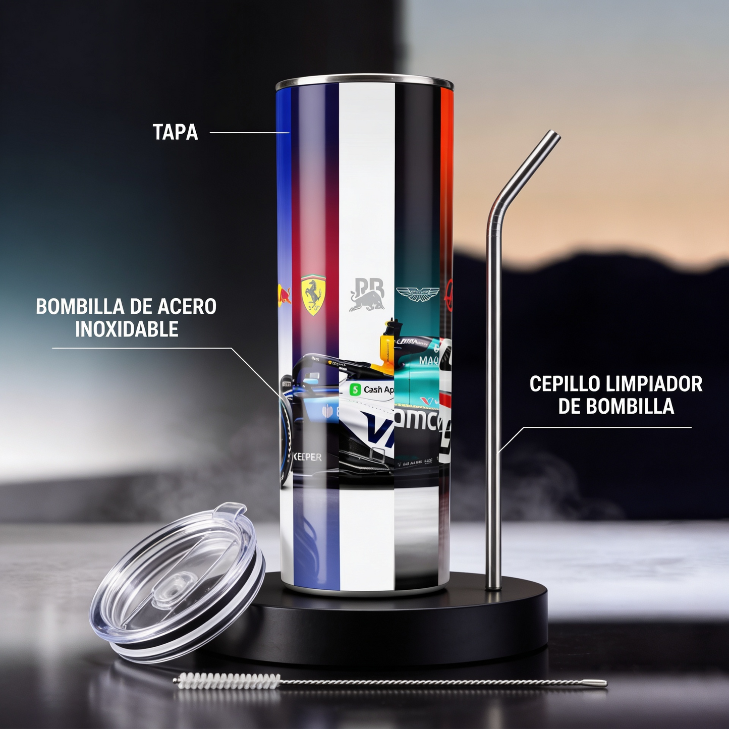 Termos Botella De Agua De Escuderías De Formula 1 Autos De Acero Inoxidable De 600 ML
