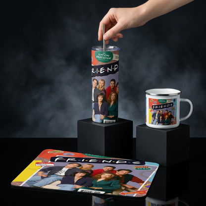 Pack De Friends Serie Termo, Mousepad Y Taza Enlozada Regalo