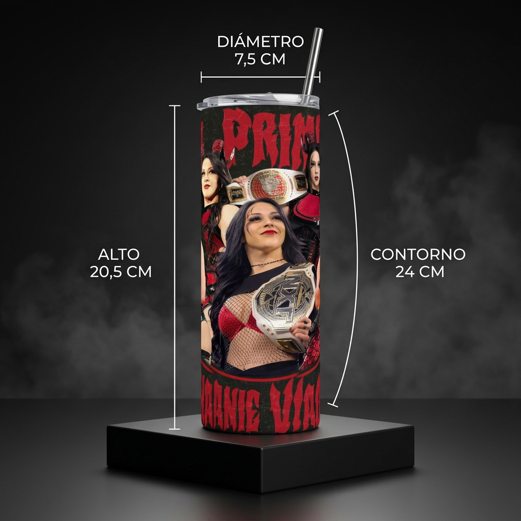 Termos Botella De Agua De Stephanie Vaquer De Acero Inoxidable De 600 ML WWE La Primera