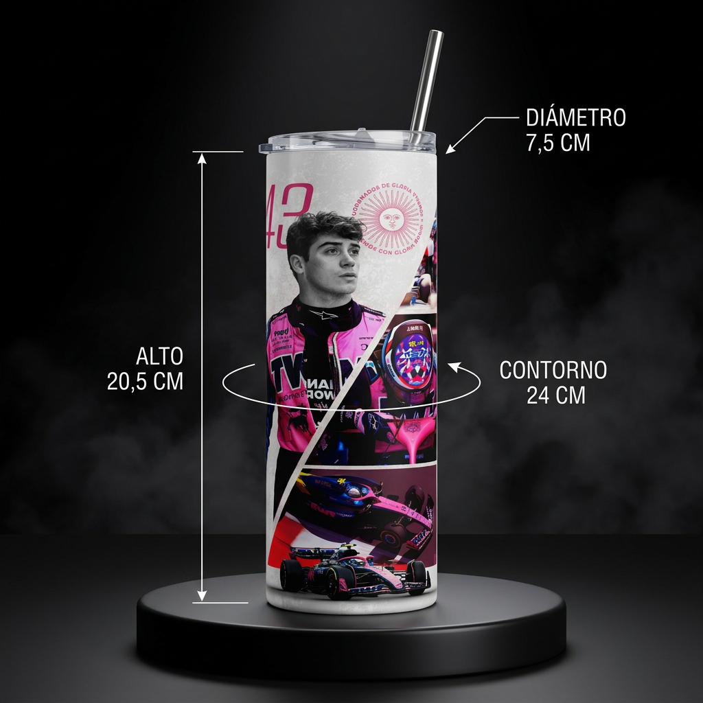 Termo Botella Térmica F1 Franco Colapinto Formula1 Argentino 600 ML De Acero Inoxidable