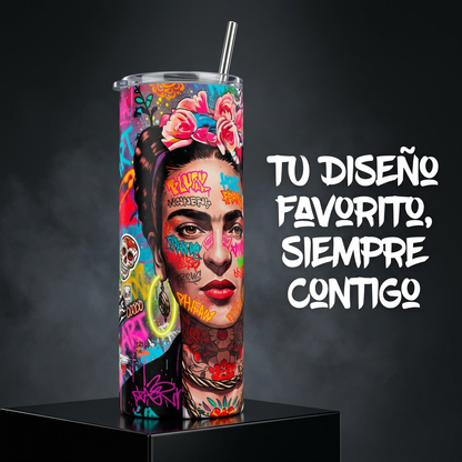 Termo Botella Térmica De Frida Kahlo Mujer Mexicana Pintora De 600 ML